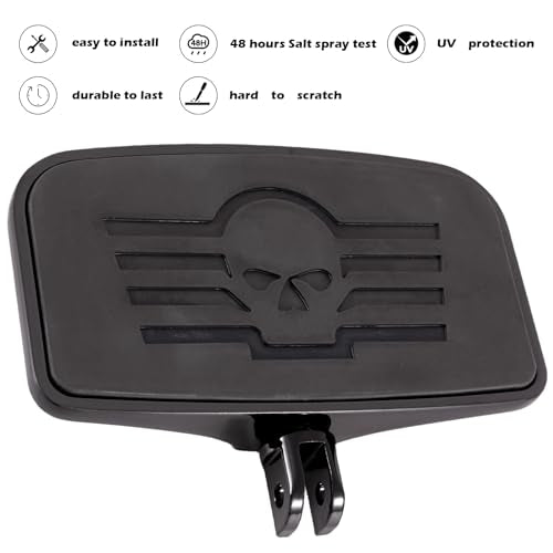 Kinglemc Front Rear Rider Passenger Floorboard FootPeg for Honda, Suzuki, Triumph,CAN-AM, Gold Wing (Skull 7.9 * 4.5", Black)