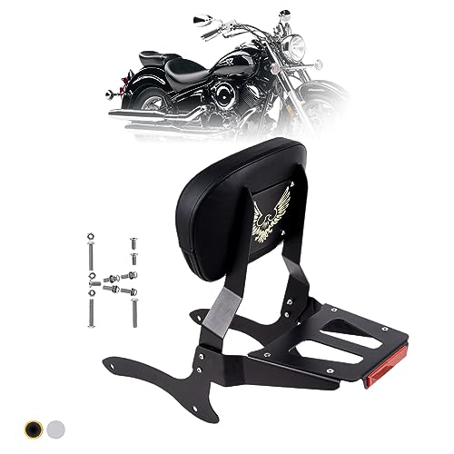 Kinglemc Powersports Sissy Bar with Backrest Luggage Rack for Yamaha Vstar 1100 XVS 1100 Classic Custom 1998 to 2016(Black,Non-Studded)