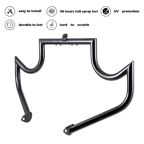 Kinglemc Crash Bar Engine Guard Highway Bar for Harley Davidson Touring Road Glide Road King Street Glide Electra Glide CVO and Trike Models 97-08 (Mustache Black)