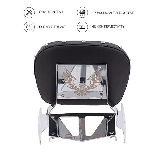 Kinglemc Powersports Sissy Bar with Backrest Luggage Rack for Honda VTX 1300C 1800 F C 2005-2009(Silver,Studded)