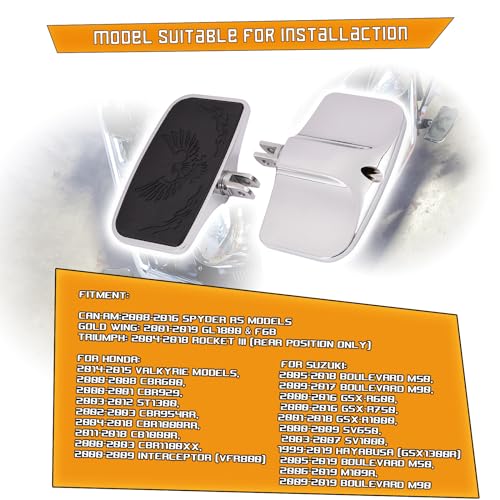 Kinglemc Front Rear Rider Passenger Floorboard FootPeg for Honda, Suzuki, Triumph,CAN-AM, Gold Wing (Eagle 7.9 * 4.5", Silver)