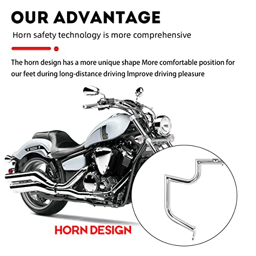 Gamyipp 1.5" Crash Bar Engine Guard Highway Freeway Bar for Yamaha XVS Vstar V-Star 1300 Deluxe Tourer (Silver)