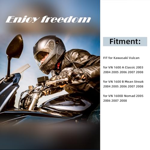 Gamyipp Powersports Sissy Bar with Backrest Flag Pattern Luggage Rack for Kawasaki Vulcan VN 1600 VN1600 Mean Streak Classic Nomad (Silver)