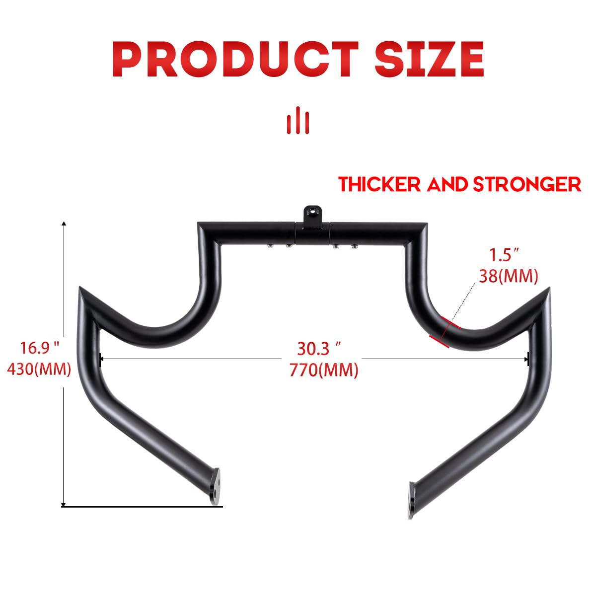 Gamyipp 1.5" Crash Bar Engine Guard Highway Freeway Bar for Harley Davidson Touring Road Glide Road King Street Glide Electra Glide CVO and Trike Models (Fit for 1997-2008 Touring, Matte Black-C)