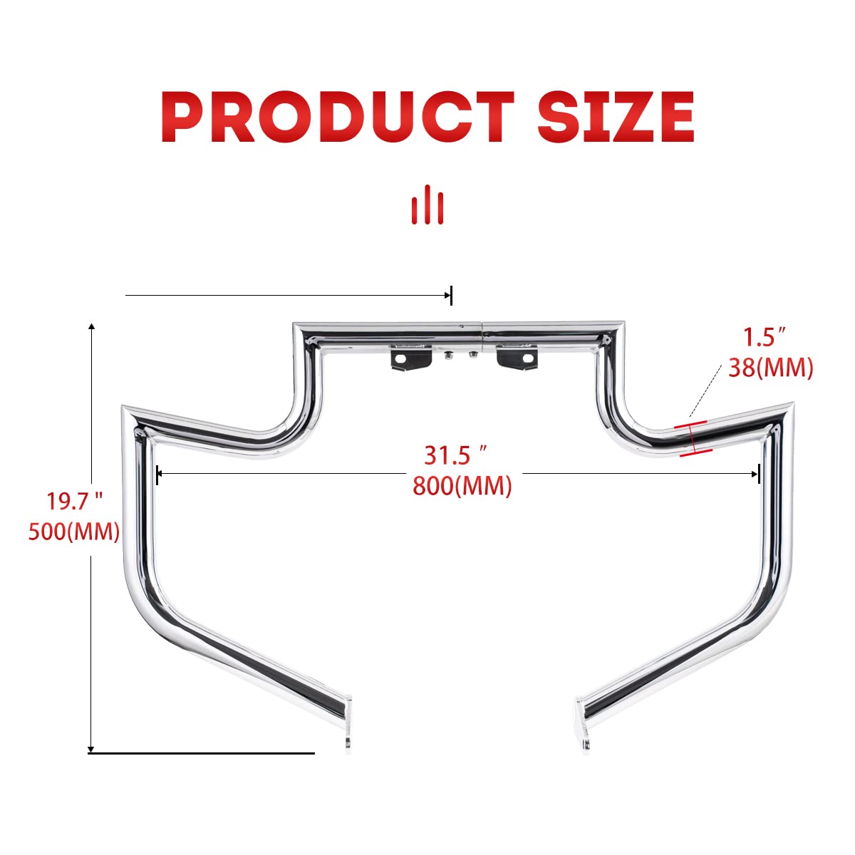 Gamyipp 1.5" Fat Crash Bar Engine Guard Highway Freeway Bar for Yamaha XV1900 XV 1900 Roadliner Raider Stratoliner (Silver)