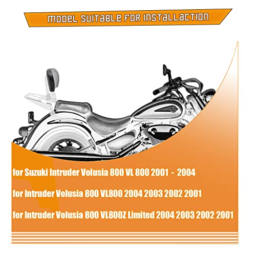 Kinglemc Powersports Sissy Bar with Backrest Luggage Rack for Suzuki Intruder Volusia 800 VL800 2001-2004