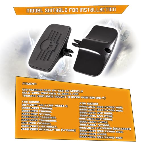 Kinglemc Front Rear Rider Passenger Floorboard FootPeg for Honda, Suzuki, Triumph,CAN-AM, Gold Wing (Skull 7.9 * 4.5", Black)