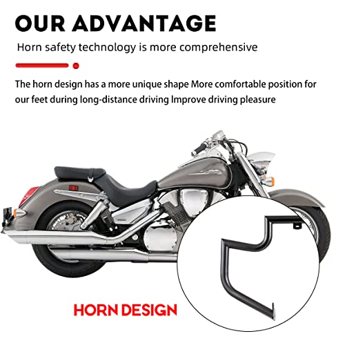 Gamyipp 1.5" Fat Crash Bar Engine Guard Highway Freeway Bar for Honda VT1300 Interstate Sabre Stateline 1300 (Black)