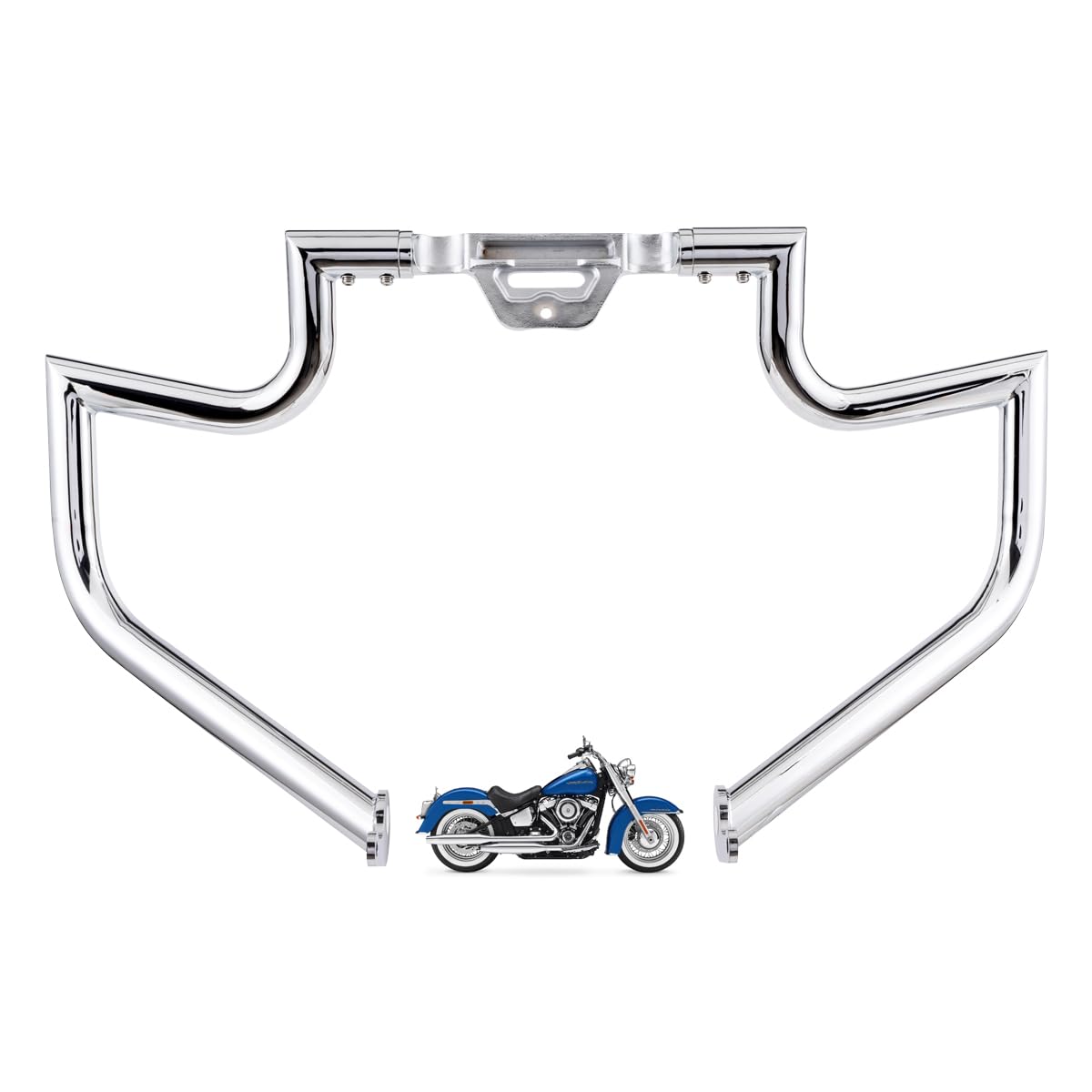 Gamyipp 1.5" Crash Bar Engine Guard Highway Freeway Bar for Harley Softail Fat boy Fat Bob Heritage Low Rider Breakout Street Bob Deluxe Models 18-2023 (Except FXDRS) (Silver)