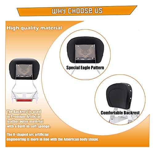 Kinglemc Sissy Bar Backrest Luggage Rack for Honda Shadow Aero VT 750 VT750 2004 to 2020 (with Stud)