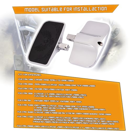 Kinglemc Chome Front Rear Rider Passenger Floorboard FootPeg for Kawasaki (Eagle 7.9 * 4.5", Silver)