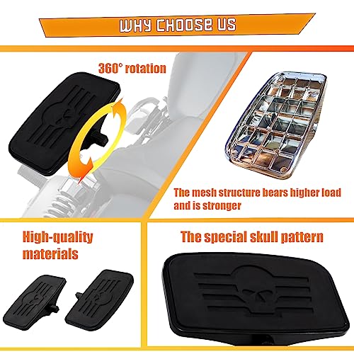 Kinglemc Front Rider Rear Passenger Position Floorboards Footboard Footpeg for Harley Dyna Touring Softail Sportster 883 1200 (Skull 7.9 * 4.5", Black)