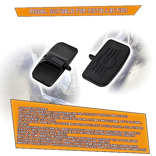 Kinglemc Front Rider Rear Passenger Position Floorboards Footboard Footpeg for Harley Dyna Touring Softail Sportster 883 1200 (Skull 7.9 * 4.5", Black)