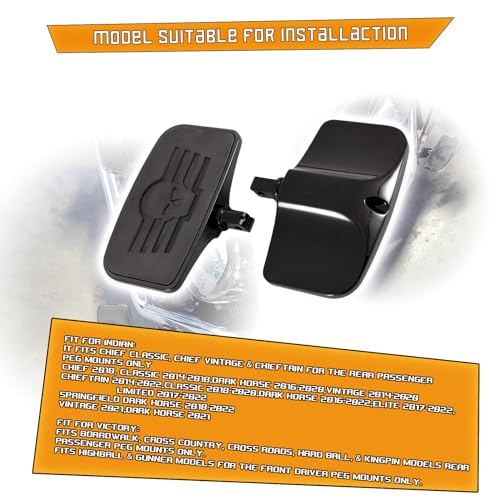 Kinglemc Front Rear Rider Passenger Floorboard FootPeg for Victory/Indian (Skull, Black)