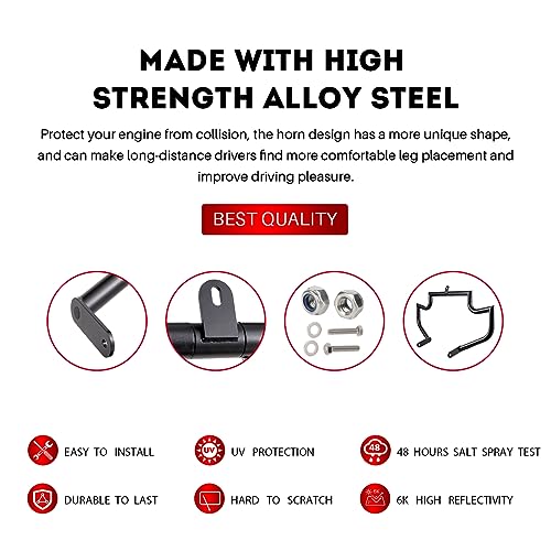 Gamyipp 1.5" Fat Crash Bar Engine Guard Highway Bar for Kawasaki Vulcan 900 VN900 Custom Classic 2006-2023 (Black)