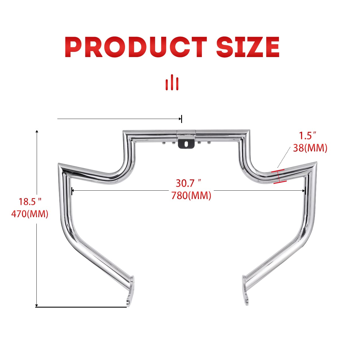 Gamyipp 1.5" Crash Bar Engine Guard Highway Freeway Bar for Harley Dyna Daytona Glide Custom Low Rider Street Bob Sturgis Super Glide (Silver)