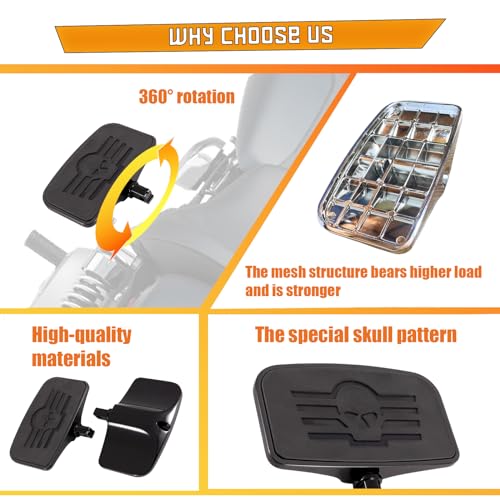 Kinglemc Front Rear Rider Passenger Floorboard FootPeg for Victory/Indian (Skull, Black)