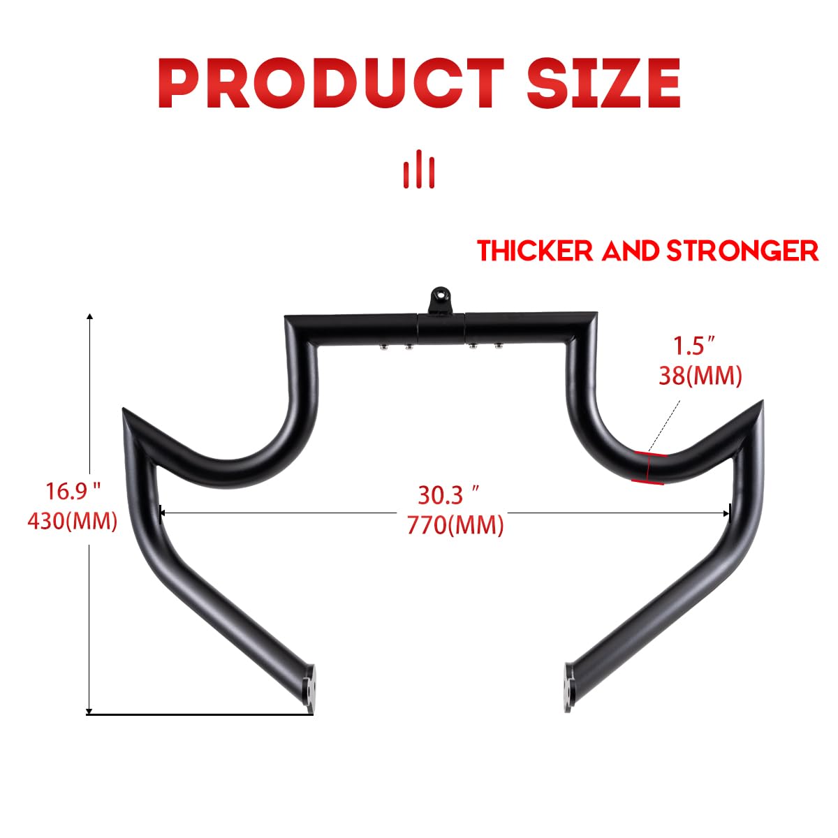 Gamyipp 1.5" Crash Bar Engine Guard Highway Freeway Bar for Harley Davidson Touring Road Glide Road King Street Glide Electra Glide CVO and Trike Models (Fit for 2009-2023 Touring, Matte Black-C)