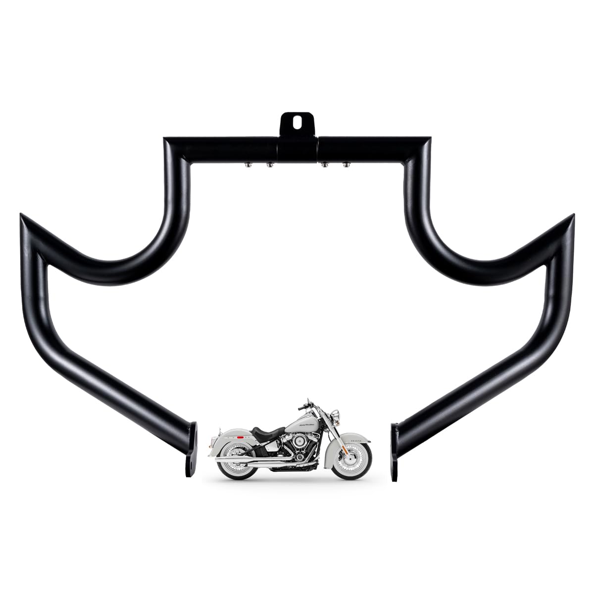 Gamyipp 1.5" Crash Bar Engine Guard Highway Freeway Bar for Harley Davidson Softail FL Deluxe Fat Boy Slim Heritage Springer Classic Cross Bones 2000-2017 (Mustache Black)