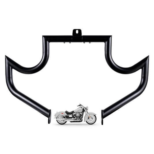 Gamyipp 1.5" Crash Bar Engine Guard Highway Freeway Bar for Harley Davidson Softail FL Deluxe Fat Boy Slim Heritage Springer Classic Cross Bones 2000-2017 (Mustache Black)