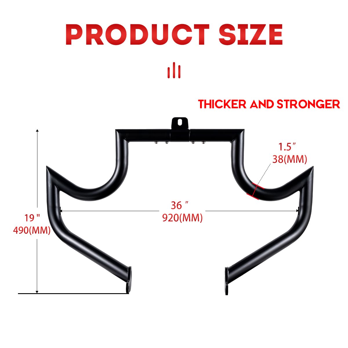 Gamyipp 1.5" Crash Bar Engine Guard Highway Freeway Bar for Harley Davidson Softail FL Deluxe Fat Boy Slim Heritage Springer Classic Cross Bones 2000-2017 (Mustache Black)