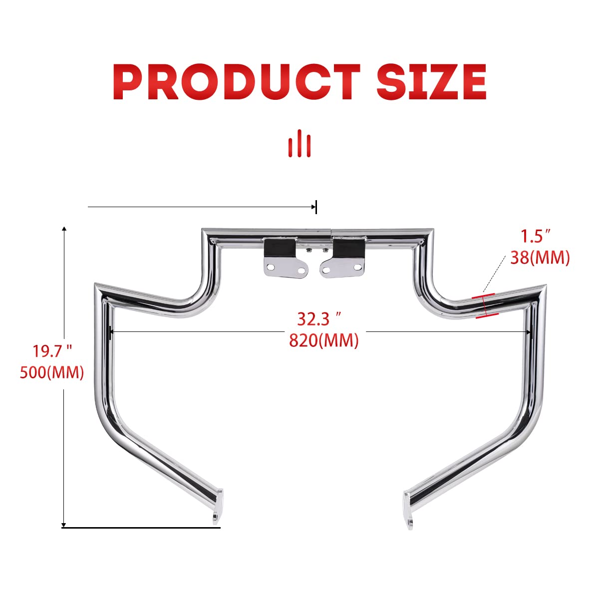 Gamyipp 1.5" Fat Crash Bar Engine Guard Highway Freeway Bar for Yamaha XV 1600 XV 1700 XV1600 XV1700 RoadStar Wild Star Midnight Silverado Warrior (Chrome)