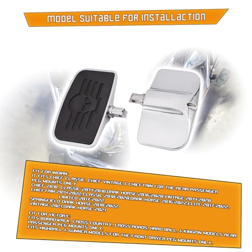 Kinglemc Front Rear Rider Passenger Floorboard FootPeg for Victory/Indian (Skull, Silver)