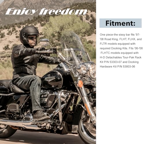 Gamyipp Adjustable One-Piece Sissy Bar Passenger Backrest with Lock for Harley Touring Road King Street Glide Road Glide Electra Glide CVO FLHR FLHX FLHT FLTR (Black, Fit for 1997-2008 Touring)