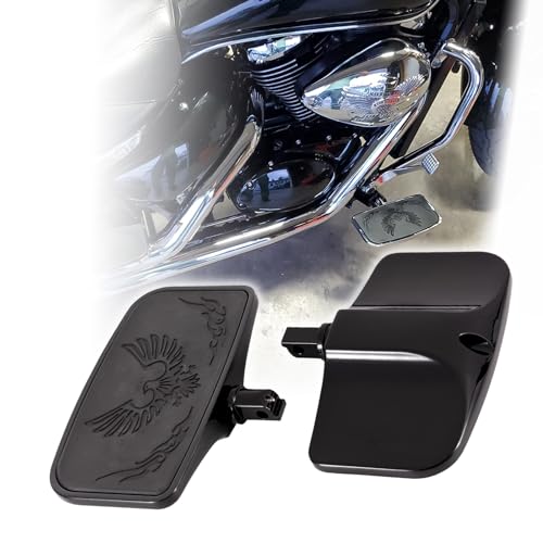 Kinglemc Front Rear Rider Passenger Floorboard FootPeg for Victory/Indian (Eagle, Black)