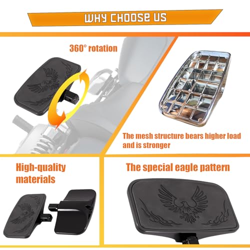 Kinglemc Chome Front Rear Rider Passenger Floorboard FootPeg for Kawasaki (Eagle 7.9 * 4.5", Black)