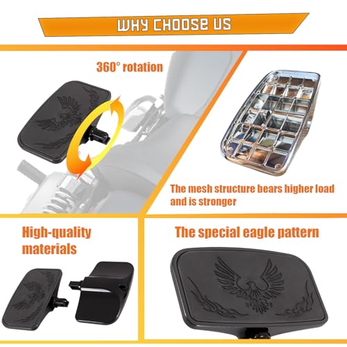 Kinglemc Front Rear Rider Passenger Floorboard FootPeg for Victory/Indian (Eagle, Black)