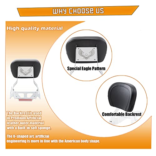 Kinglemc Powersports Sissy Bar with Backrest Luggage Rack for Suzuki Intruder Volusia 800 VL800 2001-2004