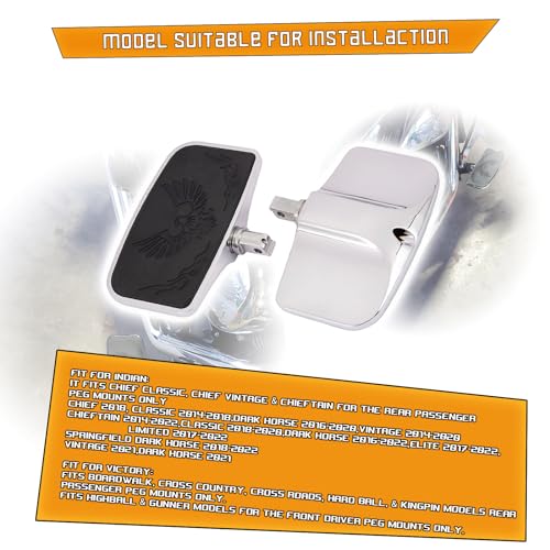 Kinglemc Front Rear Rider Passenger Floorboard FootPeg for Victory/Indian (Eagle, Silver)