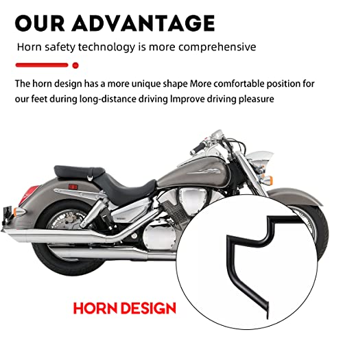 Gamyipp 1.5" Fat Crash Bar Engine Guard Highway Bar for Honda VTX 1300 R S C Models 1300R 1300C (Matte Black)