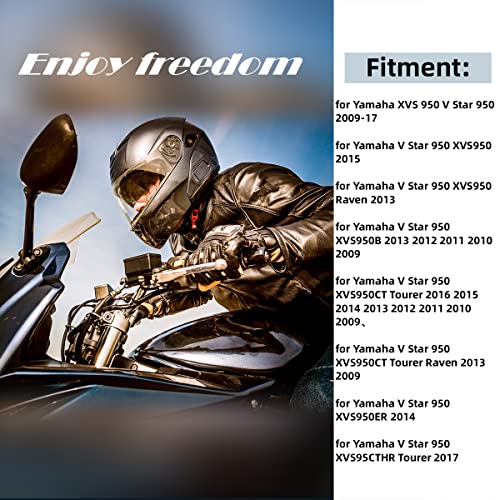 Gamyipp Powersports Sissy Bar with Backrest Flag Pattern Luggage Rack for Yamaha XVS 950 V Star 950 2009-17(Black)