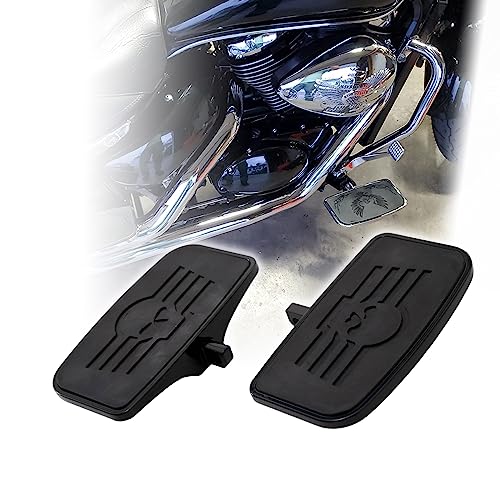 Kinglemc Front Rider Rear Passenger Position Floorboards Footboard Footpeg for Harley Dyna Touring Softail Sportster 883 1200 (Skull 7.9 * 4.5", Black)