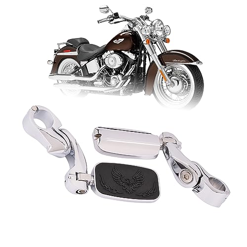 Kinglemc Highway Peg Footpeg Fit 1.25" Adjustable Engine Guard Crash Bar for Harley Davidson, Honda, Yamaha, Kawasaki, Suzuki, Triumph, Indian, Motorcycle (Silver)
