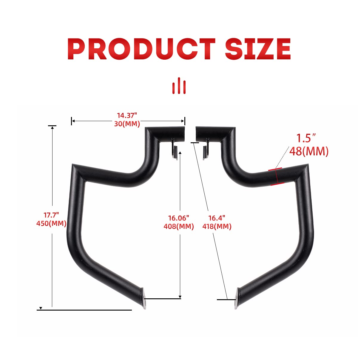 Gamyipp 1.5" Fat Crash Bar Engine Guard Highway Bar for Kawasaki Vulcan 900 VN900 Classic Custom 2006-2022 (Matte Black)