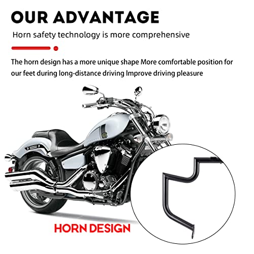 Gamyipp 1.5" Crash Bar Engine Guard Highway Freeway Bar for Yamaha XVS Vstar V-Star 1300 Deluxe Tourer (Black)