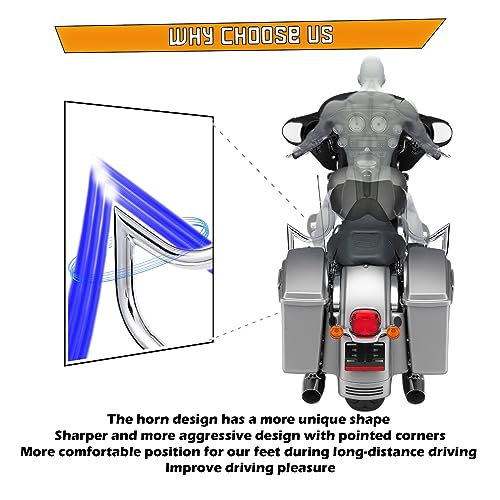 Kinglemc Crash Bar Engine Guard Highway Bar for Harley Davidson Touring Road Glide Road King Street Glide Electra Glide CVO and Trike Models 97-08(Mustache Silver)