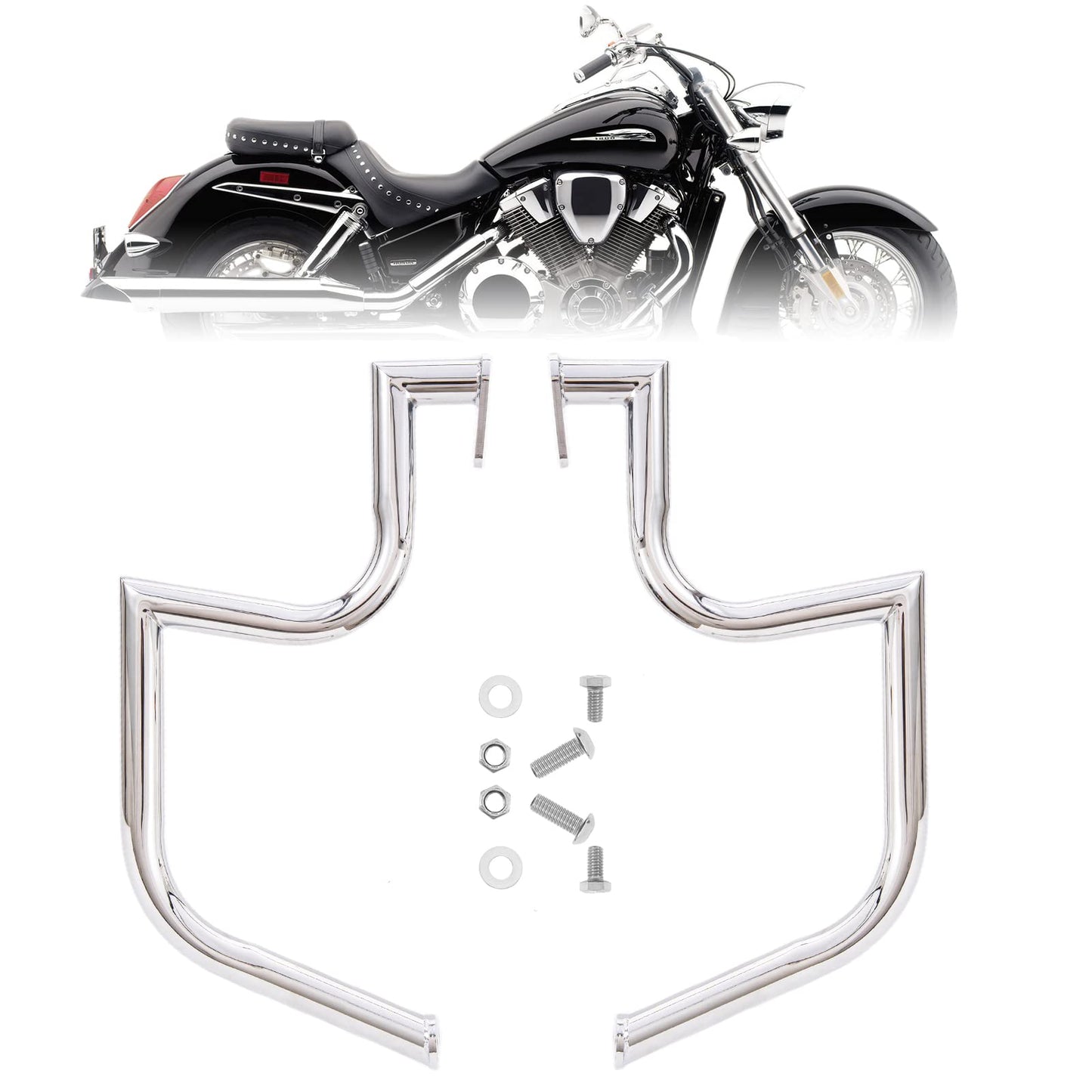 Kinglemc Crash Bar Engine Guard Highway Freeway Bar for VTX 1800 VTX1800N VTX1800R VTX1800S VTX1800 Honda (Silver)