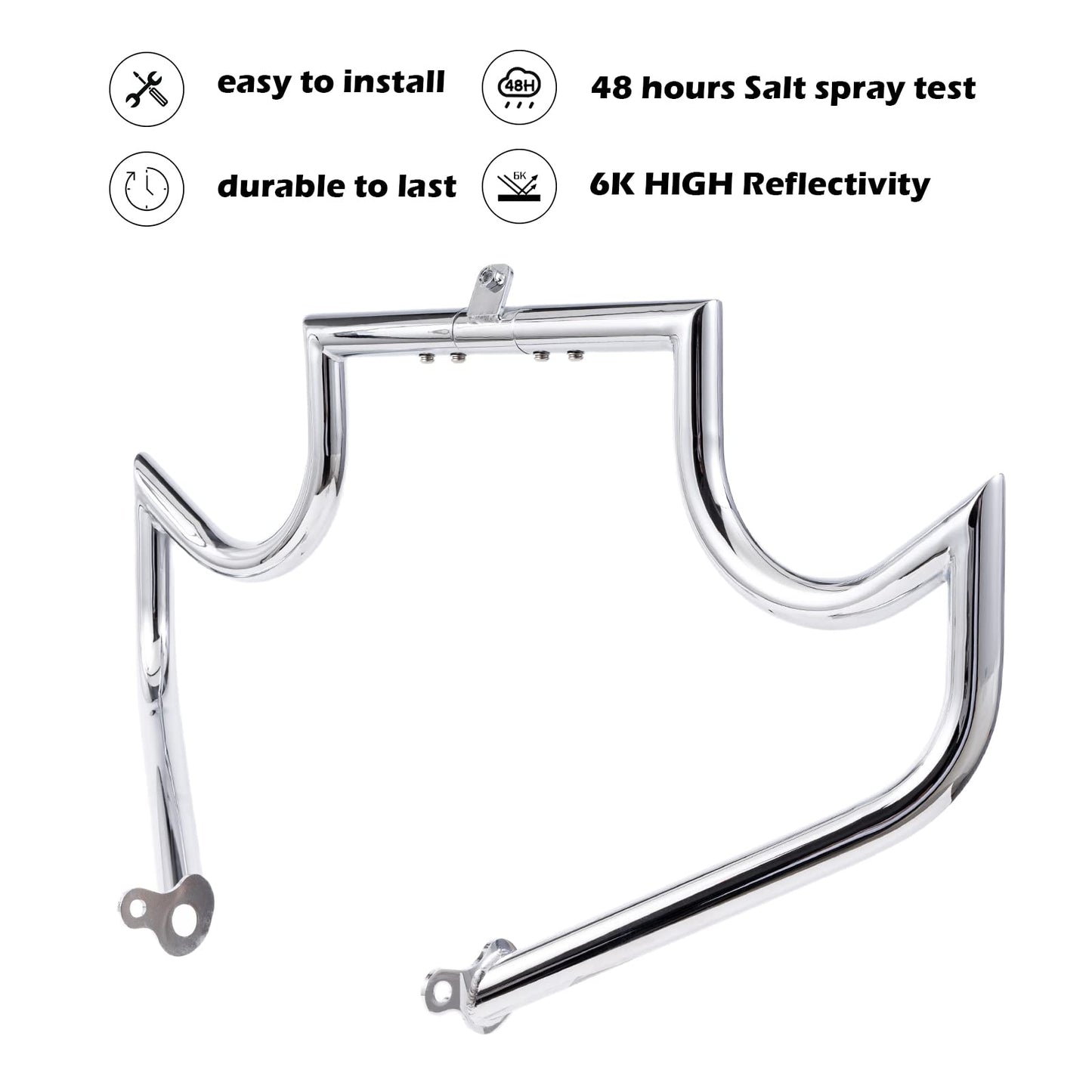 Kinglemc Crash Bar Engine Guard Highway Bar for Harley Davidson Touring Road Glide Road King Street Glide Electra Glide CVO and Trike Models 09-23 (Mustache Silver)