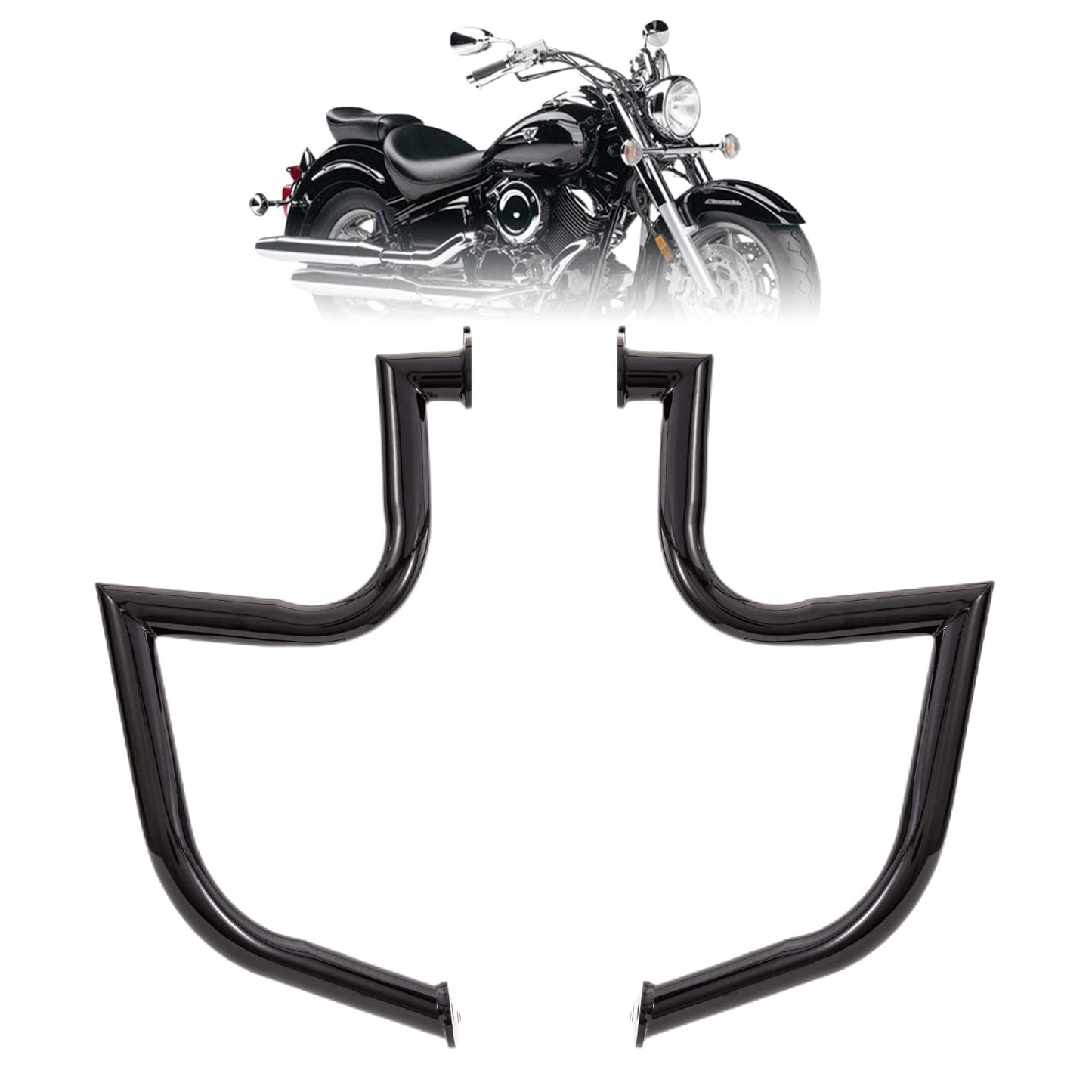 Kinglemc Engine Guard Highway Freeway Crash Bar for Yamaha Vstar Xvs 1100 Classic Custom Silverado (Bright Black)