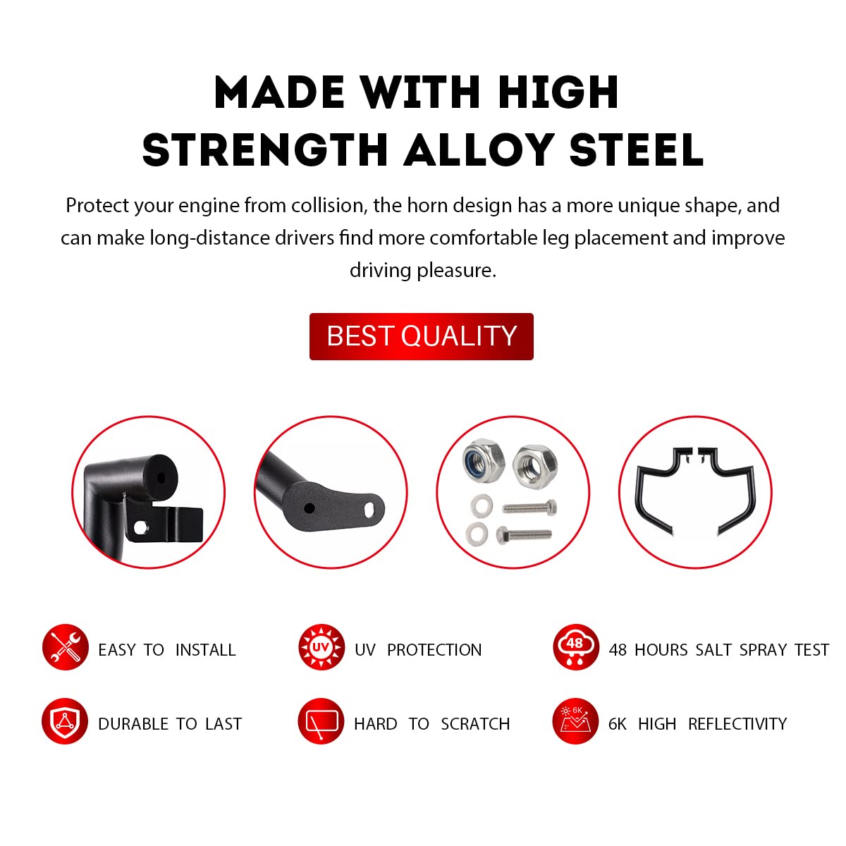 Gamyipp 1.5" Fat Crash Bar Engine Guard Highway Bar for Kawasaki Vulcan 900 VN900 Classic Custom 2006-2022 (Matte Black)