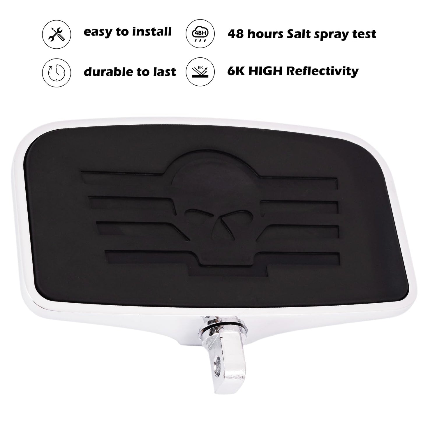 Kinglemc Front Rider Rear Passenger Position Floorboards Footboard Footpeg for Harley Dyna Touring Softail Sportster 883 1200 (Skull 7.9 * 4.5", Silver)