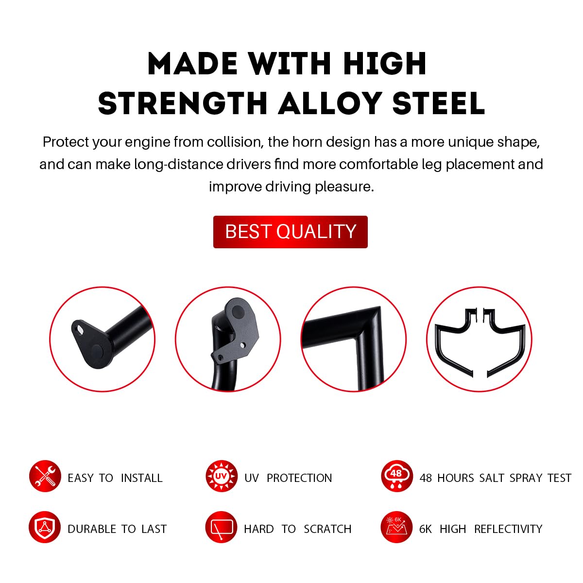 Gamyipp 1.5" Crash Bar Engine Guard Highway Bar for Honda VT750C VT750CSE Shadow Aero; VT750C2B Shadow Phantom; VT750CA Shadow Aero ABS; VT750C2 Shadow Spirit; VT750C2B Phantom (Matte Black)