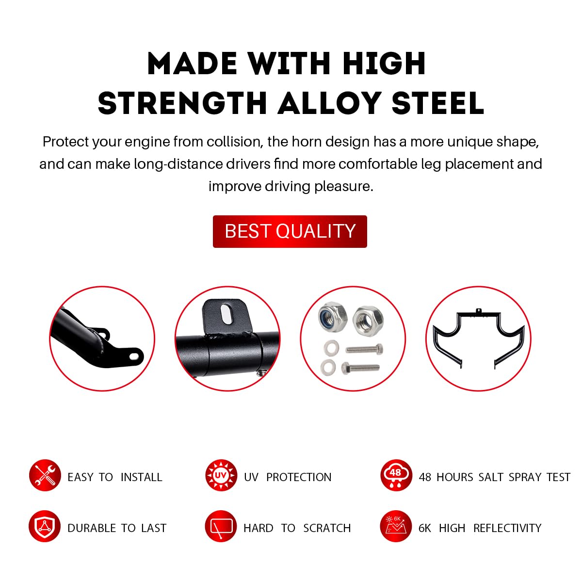 Gamyipp 1.5" Crash Bar Engine Guard Highway Freeway Bar for Harley Davidson Softail FL Deluxe Fat Boy Slim Heritage Springer Classic Cross Bones 2000-2017 (Mustache Black)