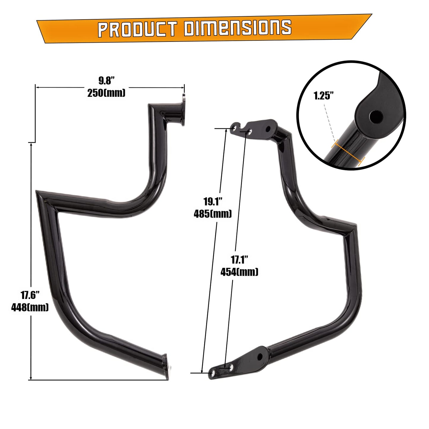 Kinglemc Engine Guard Highway Freeway Crash Bar for Yamaha Vstar Xvs 1100 Classic Custom Silverado (Bright Black)