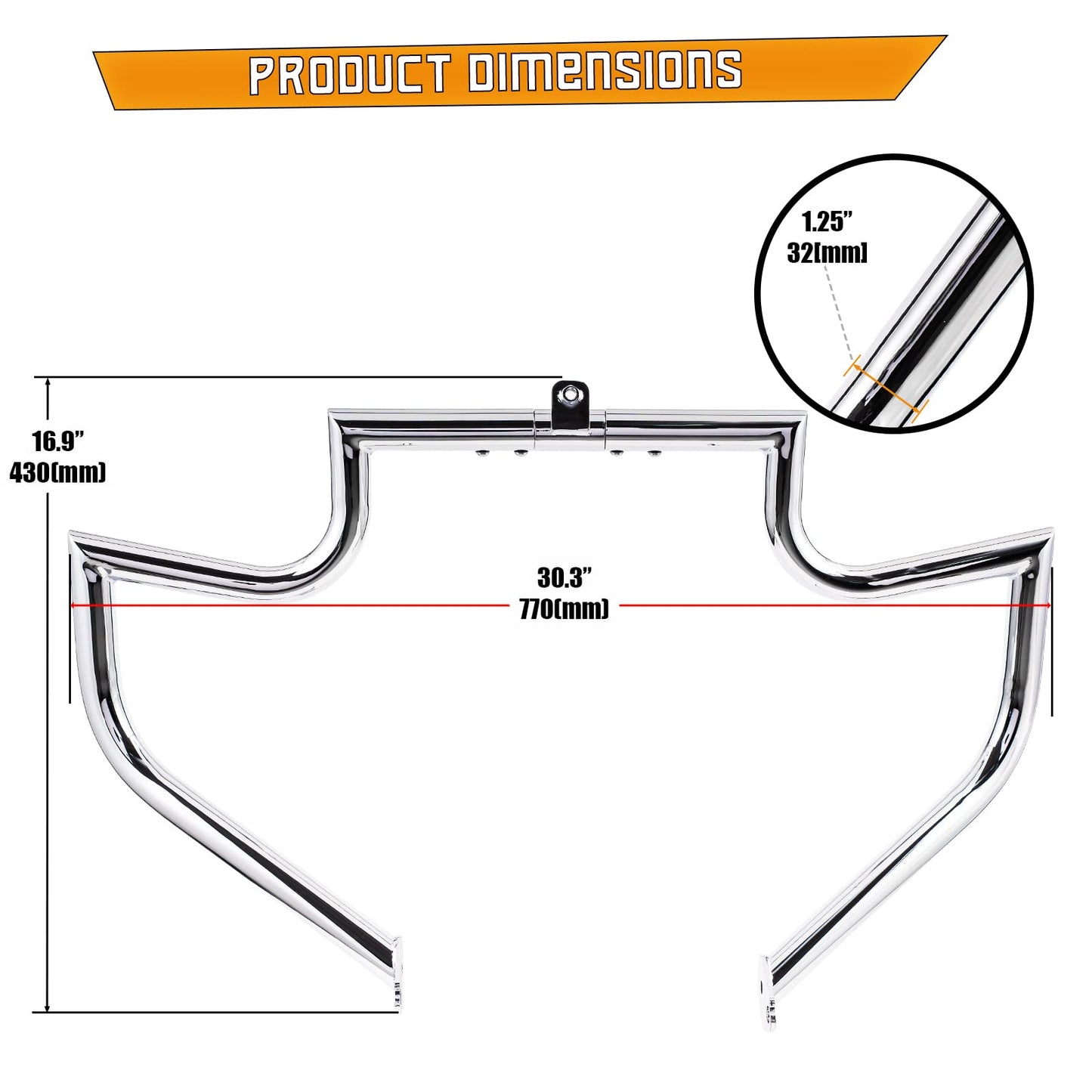 Kinglemc Crash Bar Engine Guard Highway Bar for Harley Davidson Touring Road King Street Glide Electra Glide CVO and Trike Models 97-08 (Silver)