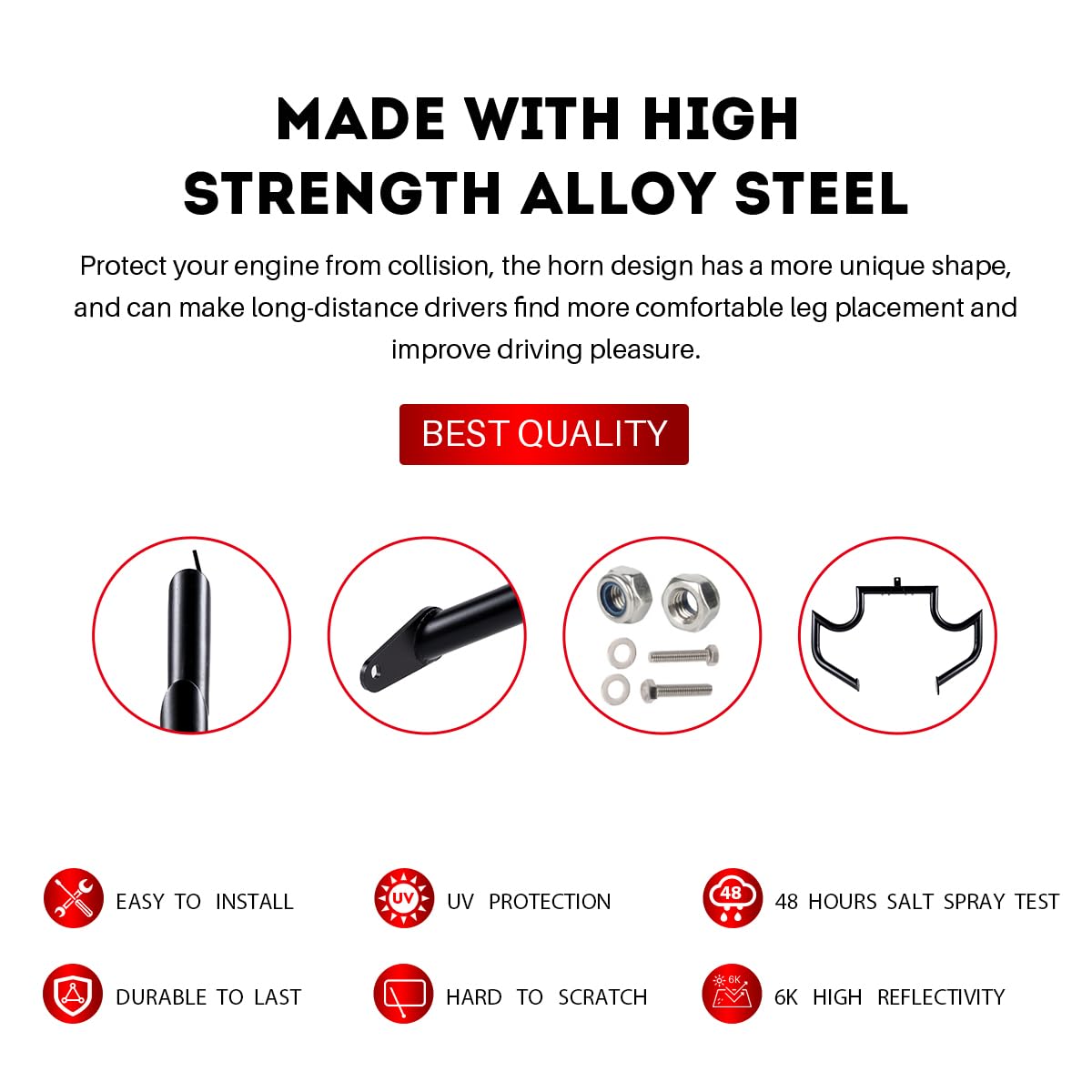 Gamyipp 1.5" Fat Crash Bar Engine Guard Highway Bar for Honda 750 VT750 VT750C VT400 Shadow Aero Phantom Spirit (Mustache Black)